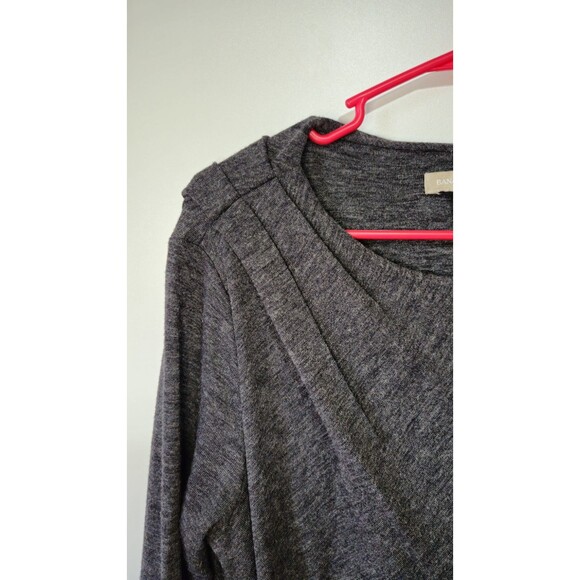 Banana Republic Bodycon Dress Womens Med Charcoal Gray Ruched Long Sleeve Knit - Picture 5 of 12